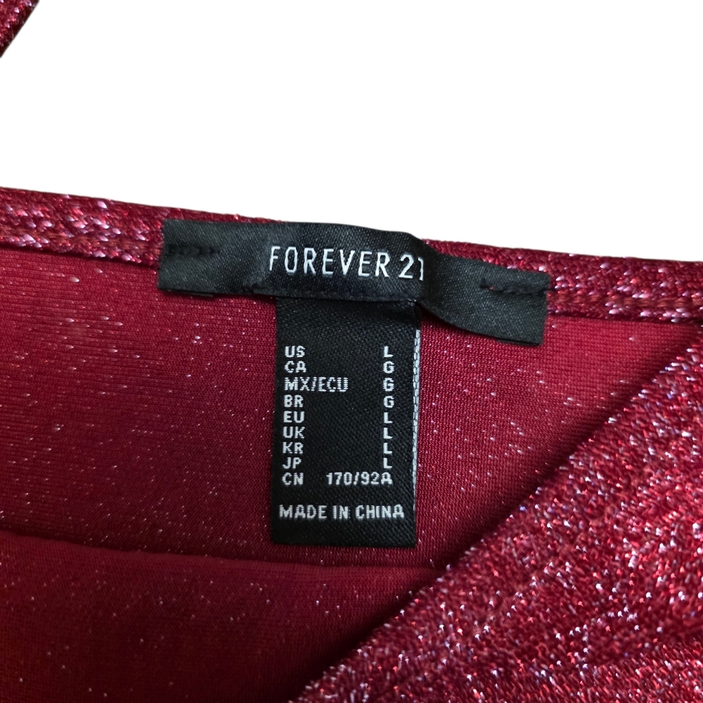 Forever 21 Shimmering Red Bodysuit Size L - Picture 6 of 9